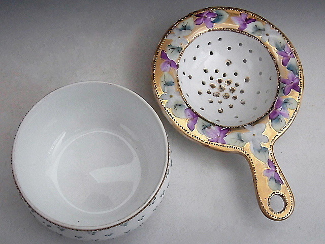 金彩 スミレ花文様 茶漉し ◆ オールドノリタケ _画像4