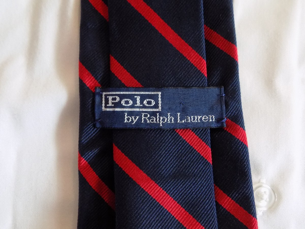 Polo by Ralph Lauren ポロ ラルフローレン レジメ シルク ネクタイ イタリア製 ストライプ ハイブランド ブランドネクタイ_画像3