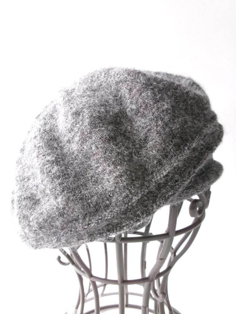 【送料込】 Maxim マキシン 帽子 グレーMIX ニット地 ウール、モヘヤ混 ストレッチ素材 ビーズ付きリボンモチーフ 頭囲44cm～/973631_画像4