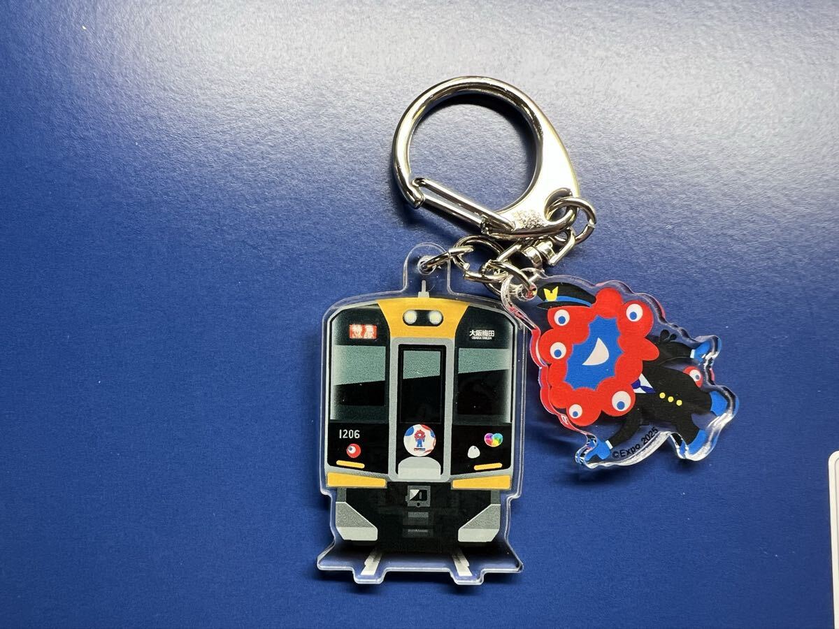 万博限定 KANSAI AREA TRAINS ラッピング列車 正面　2 連アクリルキーホルダー　阪神電鉄_画像1
