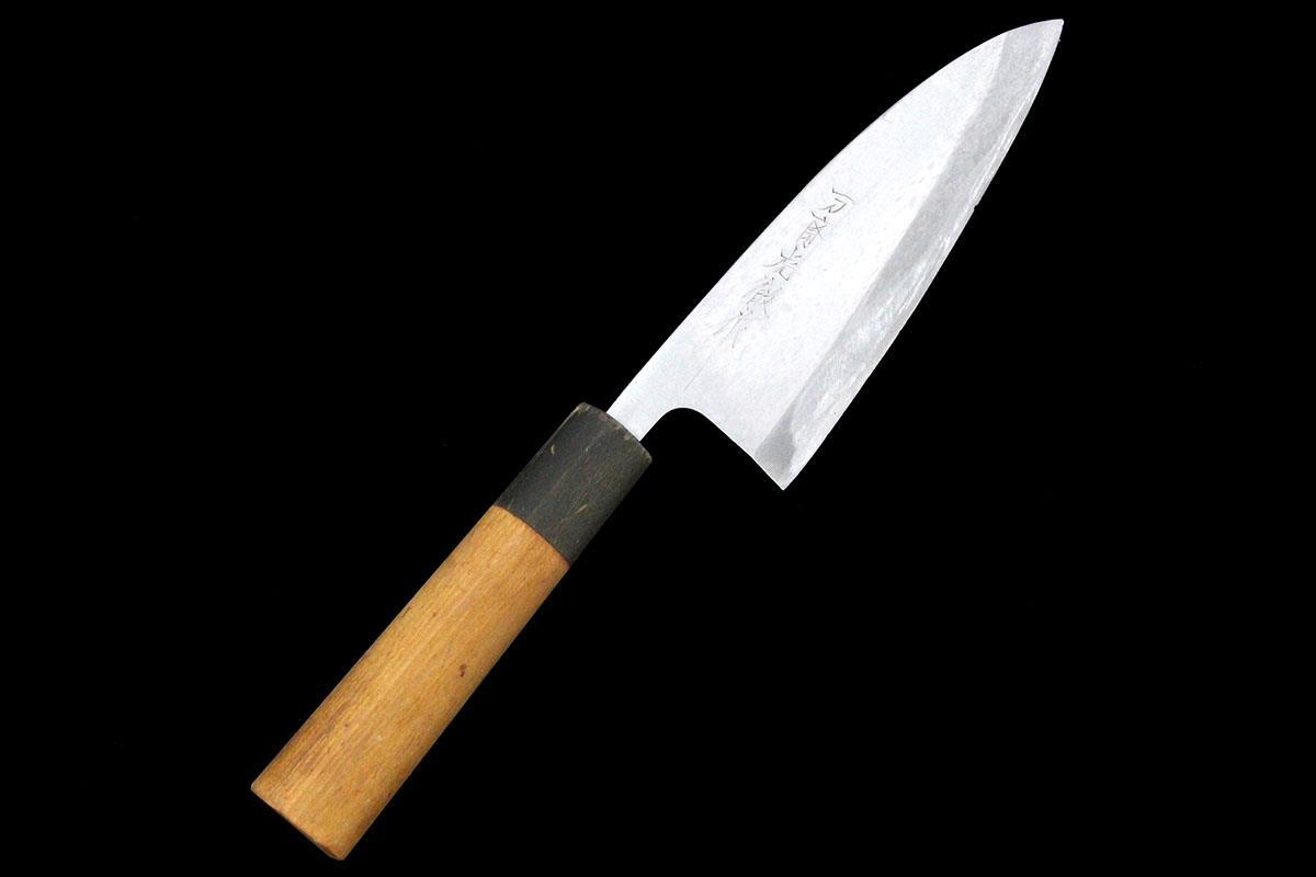 美品｜一刀斎虎徹 出刃包丁 霞 五寸 朴柄 KN02-A11030-2L1A_画像1