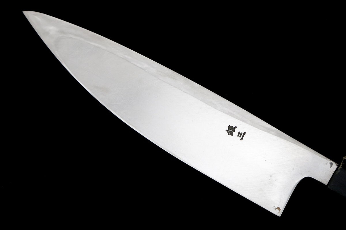 並品｜堺金重 出刃包丁 七寸 銀三 朴柄 箱付 KN02-B1317-2L2A_画像4