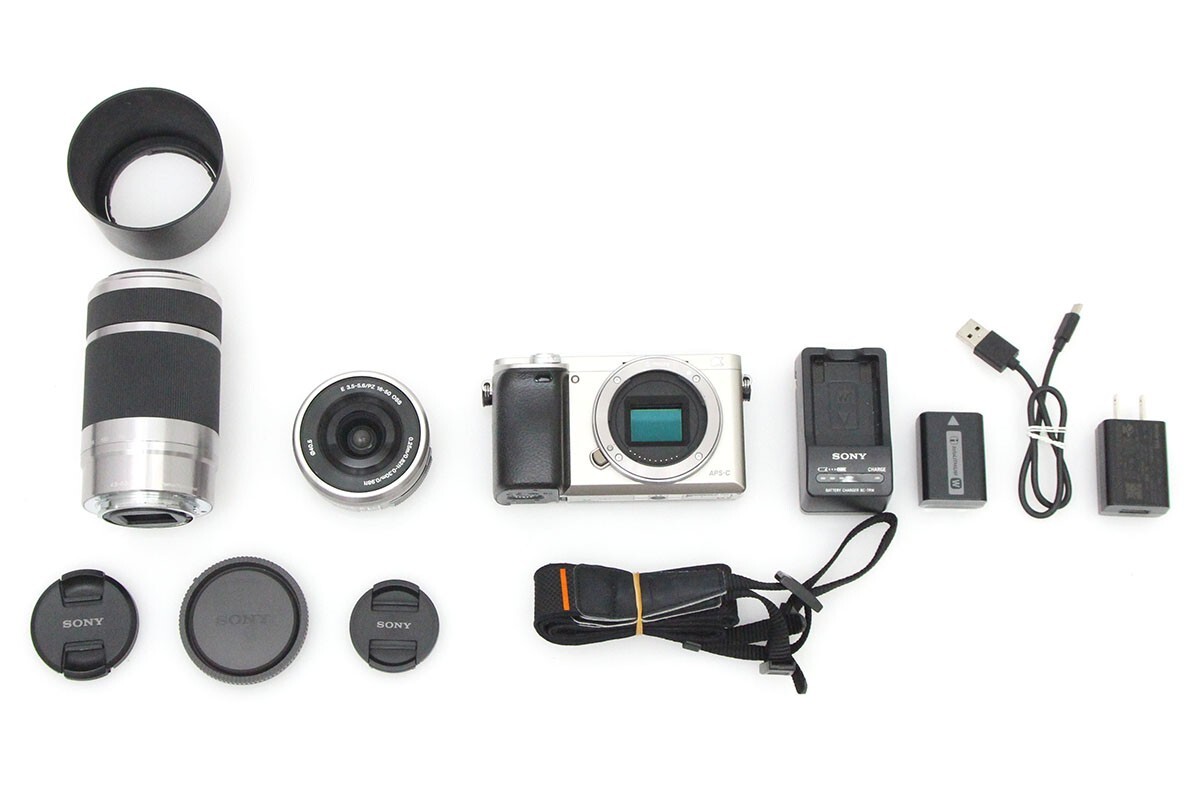 [ вся сумма возвращение денег гарантия ] товар среднего качества l Sony α6000 ILCE-6000Y двойной zoom линзы комплект [ серебряный ]( сенсор почищено ) CA01-P445-3V1C