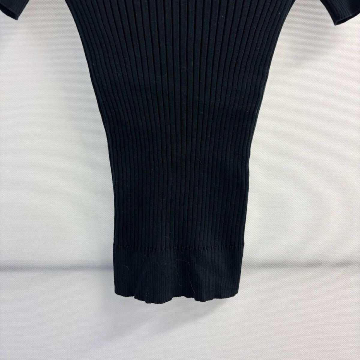 【1円スタート】GUCCI グッチ ビット リブニット 黒 ショルダージップ タイトニット コットンニット ジャッキー