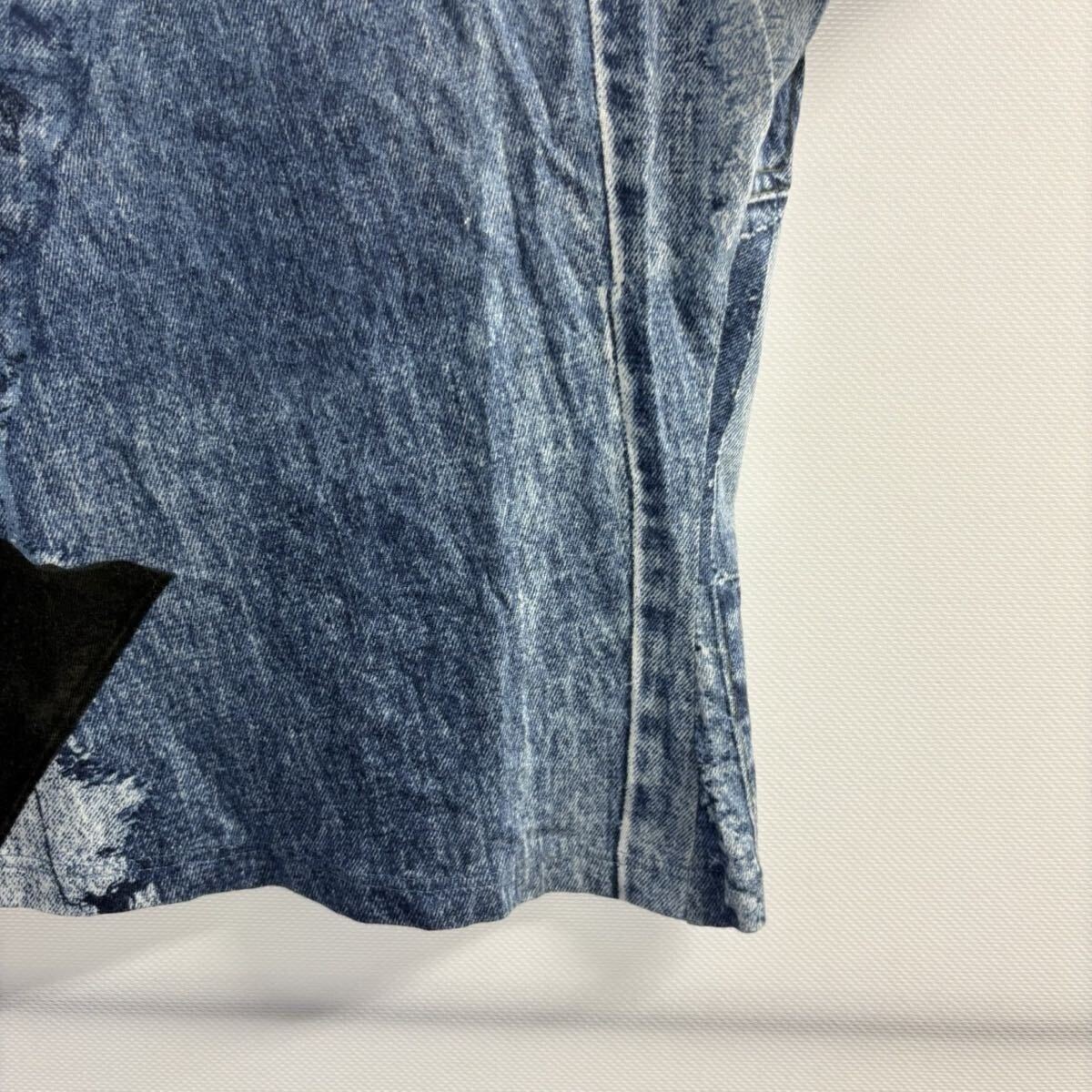 【1円スタート】激レア ガリアーノ期 クリスチャンディオール Christian Dior 半袖Ｔシャツ 36 デニム転寫プリント ブルー