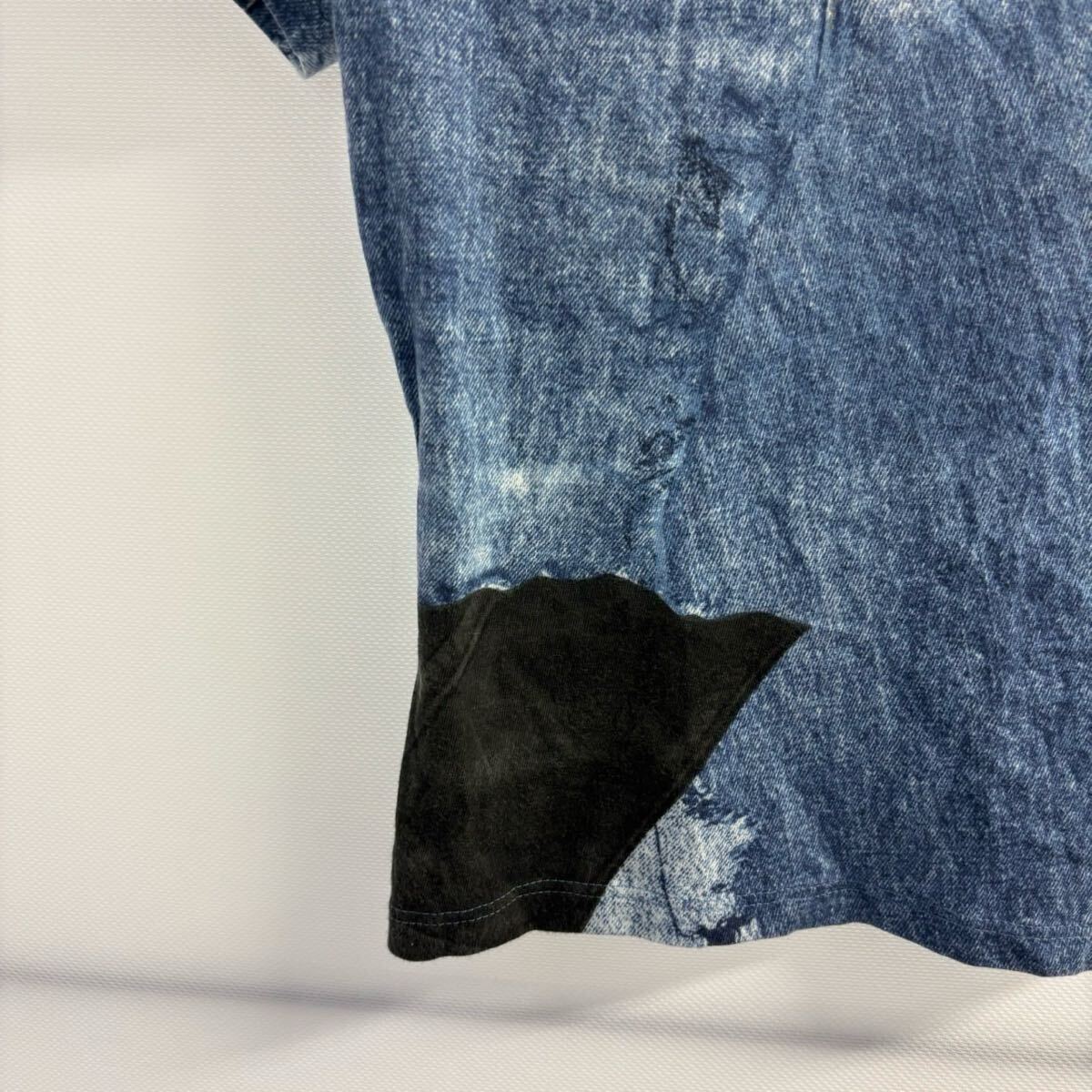 【1円スタート】激レア ガリアーノ期 クリスチャンディオール Christian Dior 半袖Ｔシャツ 36 デニム転寫プリント ブルー