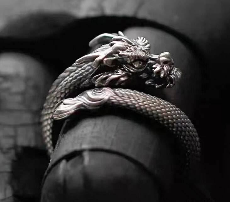 リング 指輪 シルバー925 龍 動物 ドクロ アクセサリー メンズ レディース 男女兼用 フリーサイズ 【美品】即購入 調整可能