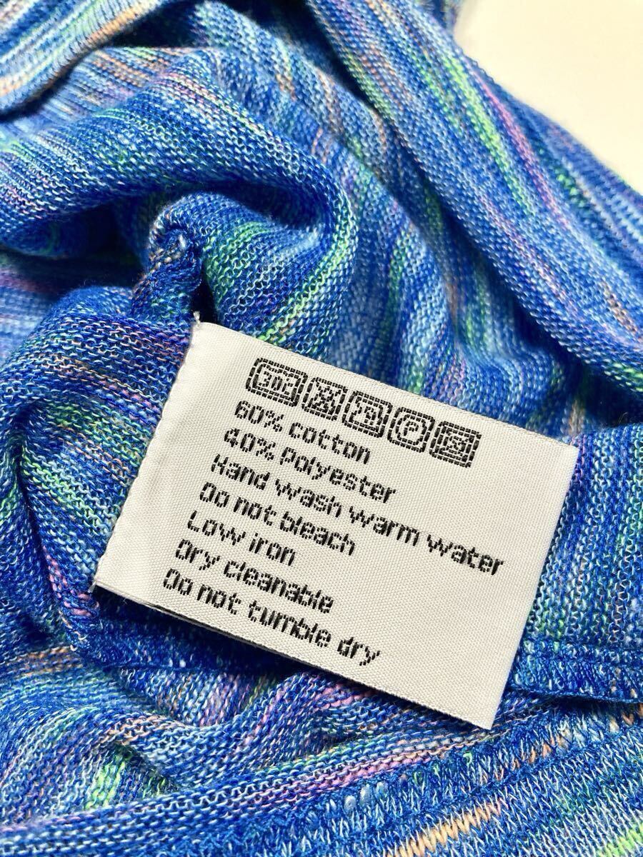 良品「UNCONDITIONAL LONDON」コットン×ポリエステル ハイゲージ メランジェ 半袖 ニットソー イギリス製 S_画像5