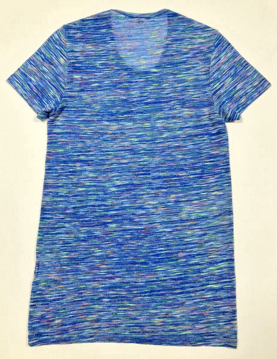 良品「UNCONDITIONAL LONDON」コットン×ポリエステル ハイゲージ メランジェ 半袖 ニットソー イギリス製 S_画像2