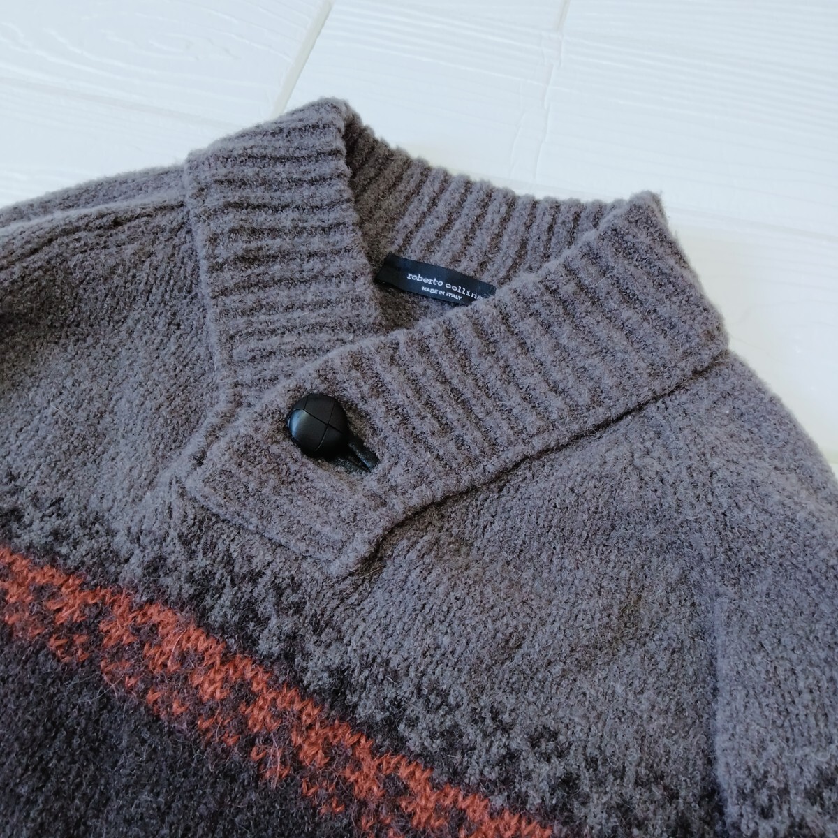 roberto collina*ロベルトコリーナ*メンズ*イタリア製*48*セーター*ニット*アルパカ*手洗いできます*茶系_画像5