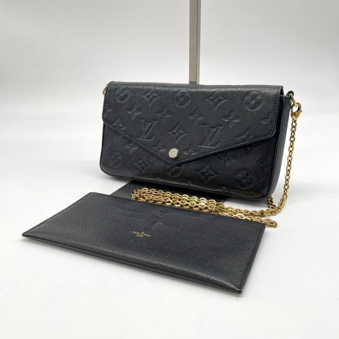 1円【美品】 Louis Vuitton ルイヴィトン チェーンウォレット フェリシー アンプラント ノワール ポシェット モノグラム ショルダーバッグ