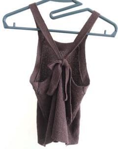 数回使用 2WAY ビスチェ 茶色 Mサイズ Tシャツと合わせてもOK キャミソール ホルターネック 2通りバックスタイル ギャル 肩出し オフショル_画像1