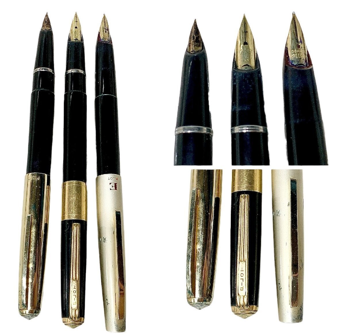 蘇や(BBY1704)　文房具　おまとめ　萬年筆　PILOT　パイロット　Elite　エリート　14K/14K-585/18K/18K-750　ジャンク品　コンパクトサイズ