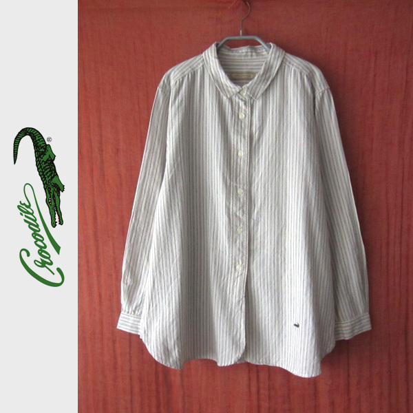 美品　CROCODILE／クロコダイル★　ストライプ　長袖シャツ_画像1