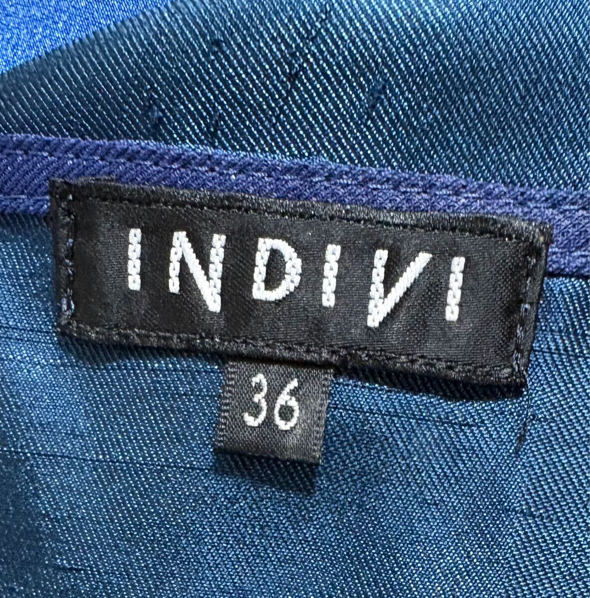 INDIVI ノースリーブ サテンワンピース ドレス 36_画像8