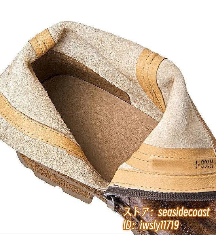 12萬*正規(guī)品 最高級 ショートブーツ エンジニアブーツ マーティンブーツ 牛革 ワークブーツ 職人手作り 本革 レザーブーツ ブラック 24.0cm