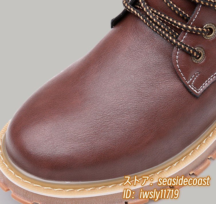 ショートブーツ メンズ ブーツ 秋新品 マーティンブーツ 本革 レザーシューズ 牛革 ハイカット 作業(yè)靴 レースアップ 三色 レッド 24.5cm