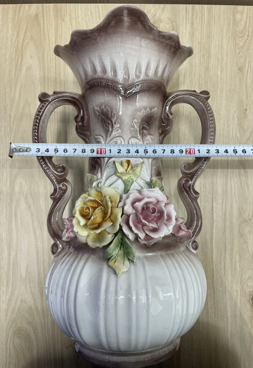イタリア製 カポディモンテ 薔薇 オブジェ フラワーベース 花瓶　大きめ　花器_画像8
