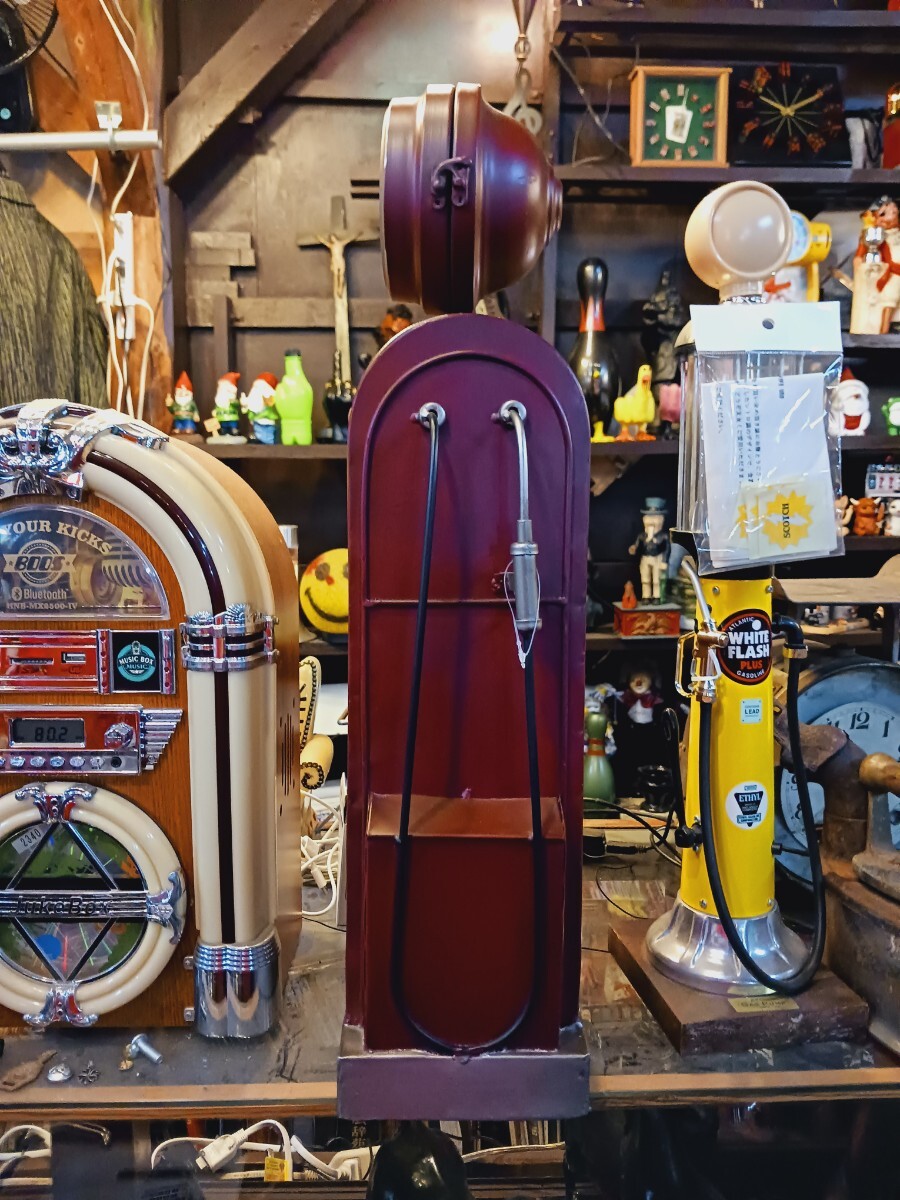 アメリカン雑貨ショップガレージスタイルROUTE66ガスポンプキャビネットクロックオブジェ_画像3