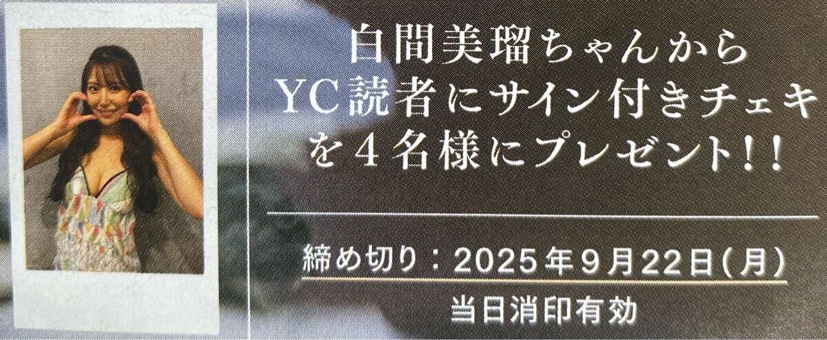 ヤングチャンピオン19号 白間美瑠 直筆サイン入りチェキ応募券