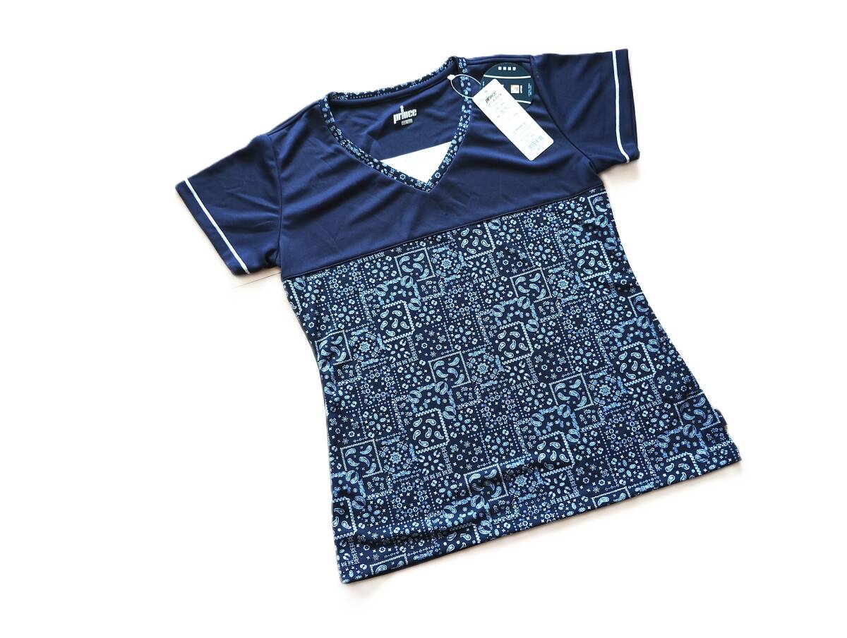 250903 新品　Prince　プリンス　ゲームシャツ　ネイビー　L　￥6000　吸汗速乾　UPF35_画像2