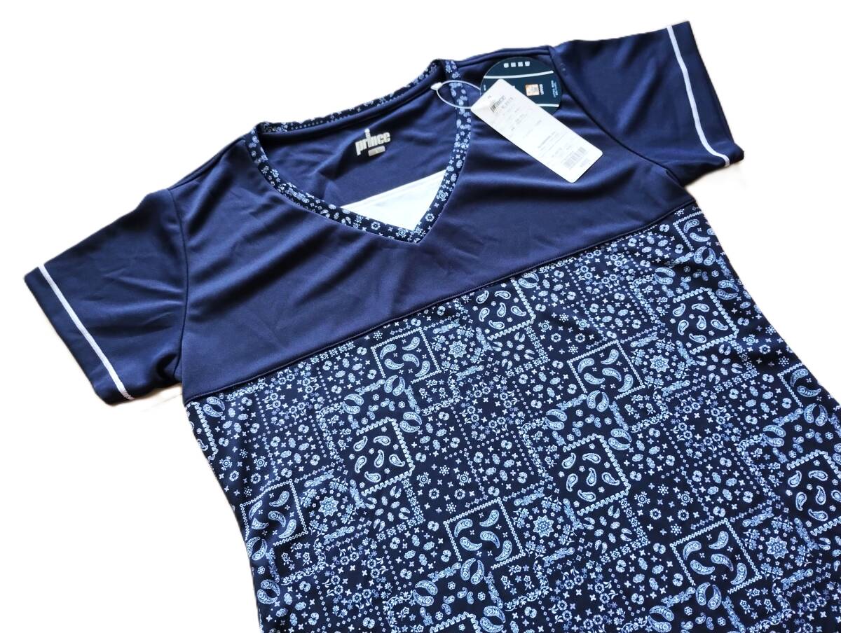 250903 新品　Prince　プリンス　ゲームシャツ　ネイビー　L　￥6000　吸汗速乾　UPF35_画像4