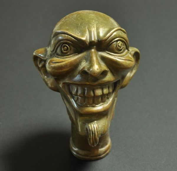 solid brass ソリッド ブラス 真鍮 鋳物 髭 顔 頭 ステッキヘッド 杖 ステッキ ハンドル DIY 自作 パーツ シフトノブ バイク 車_画像2