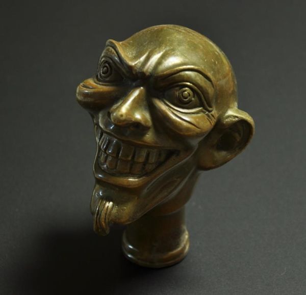 solid brass ソリッド ブラス 真鍮 鋳物 髭 顔 頭 ステッキヘッド 杖 ステッキ ハンドル DIY 自作 パーツ シフトノブ バイク 車_画像10