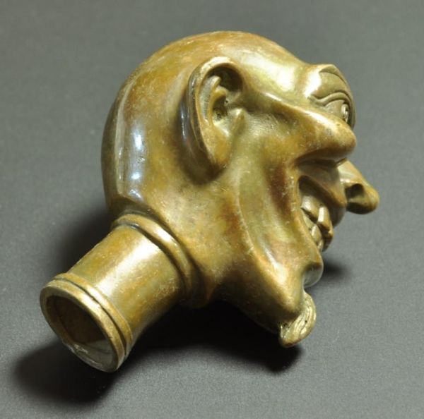 solid brass ソリッド ブラス 真鍮 鋳物 髭 顔 頭 ステッキヘッド 杖 ステッキ ハンドル DIY 自作 パーツ シフトノブ バイク 車_画像8