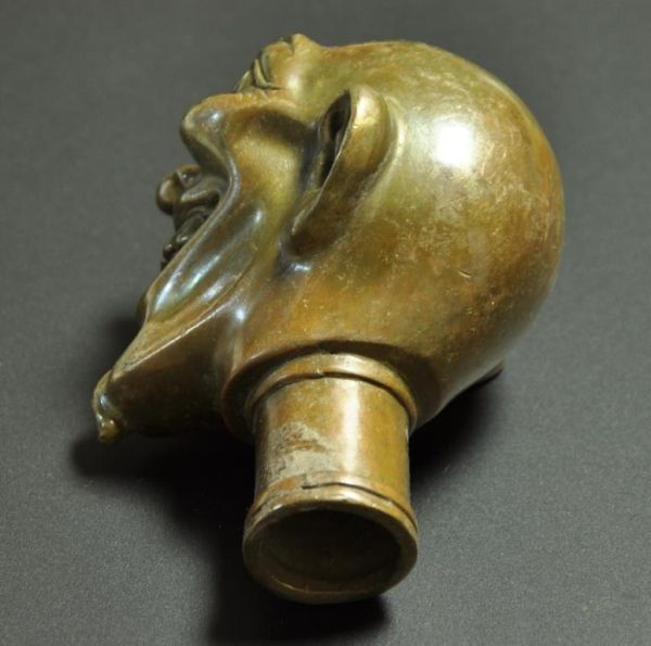 solid brass ソリッド ブラス 真鍮 鋳物 髭 顔 頭 ステッキヘッド 杖 ステッキ ハンドル DIY 自作 パーツ シフトノブ バイク 車_画像6