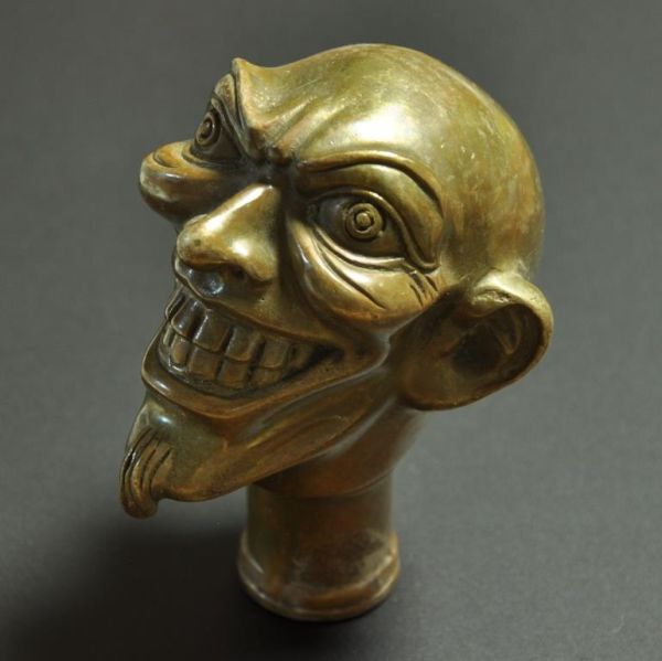 solid brass ソリッド ブラス 真鍮 鋳物 髭 顔 頭 ステッキヘッド 杖 ステッキ ハンドル DIY 自作 パーツ シフトノブ バイク 車_画像1