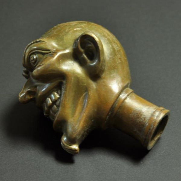 solid brass ソリッド ブラス 真鍮 鋳物 髭 顔 頭 ステッキヘッド 杖 ステッキ ハンドル DIY 自作 パーツ シフトノブ バイク 車_画像5