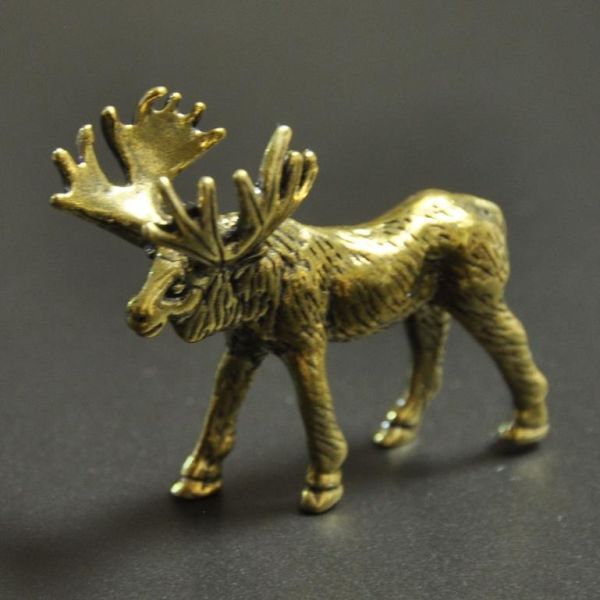 solid brass ソリッド ブラス 真鍮 鋳物 鋳造 オーナメント オブジェ インテリア 置物 ヘラジカ 2_画像1