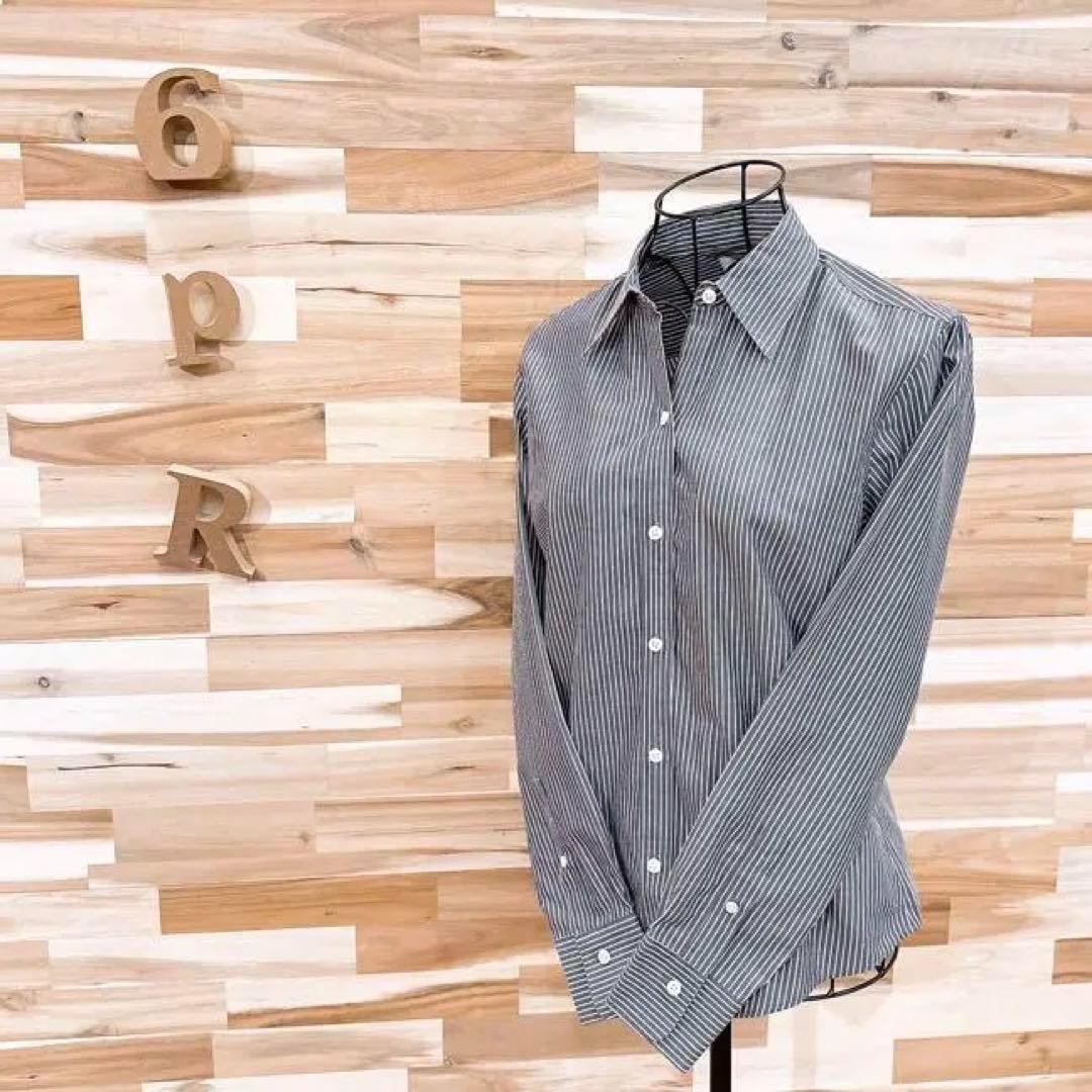 【ブルックスブラザーズ】コットン バイカラー ストライプ 長袖シャツ グレー×白【HFby6PR】レディース・洋服・春夏・秋冬【T4M4K3Y】_画像1