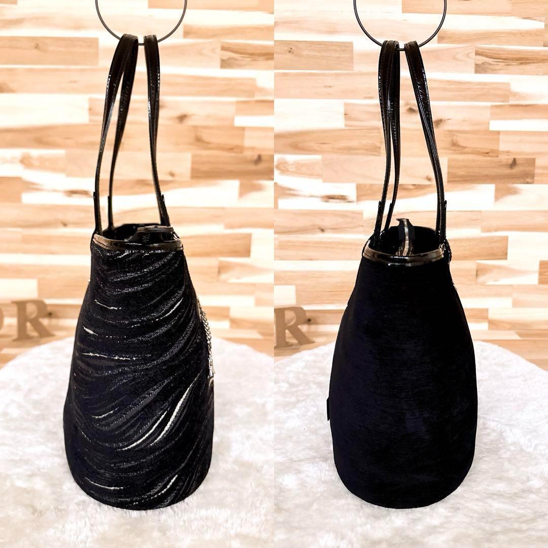 【シンクビー】ジャガード ウェーブ パターン トートバッグ モノトーン 黒×白【HFby6PR】レディース・バッグ・春夏・秋冬【G4W4X9H】_画像4