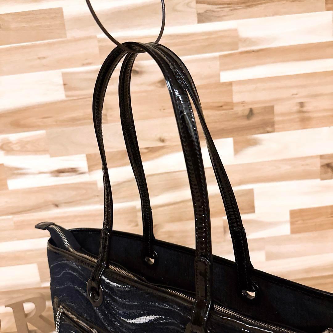 【シンクビー】ジャガード ウェーブ パターン トートバッグ モノトーン 黒×白【HFby6PR】レディース・バッグ・春夏・秋冬【G4W4X9H】_画像7