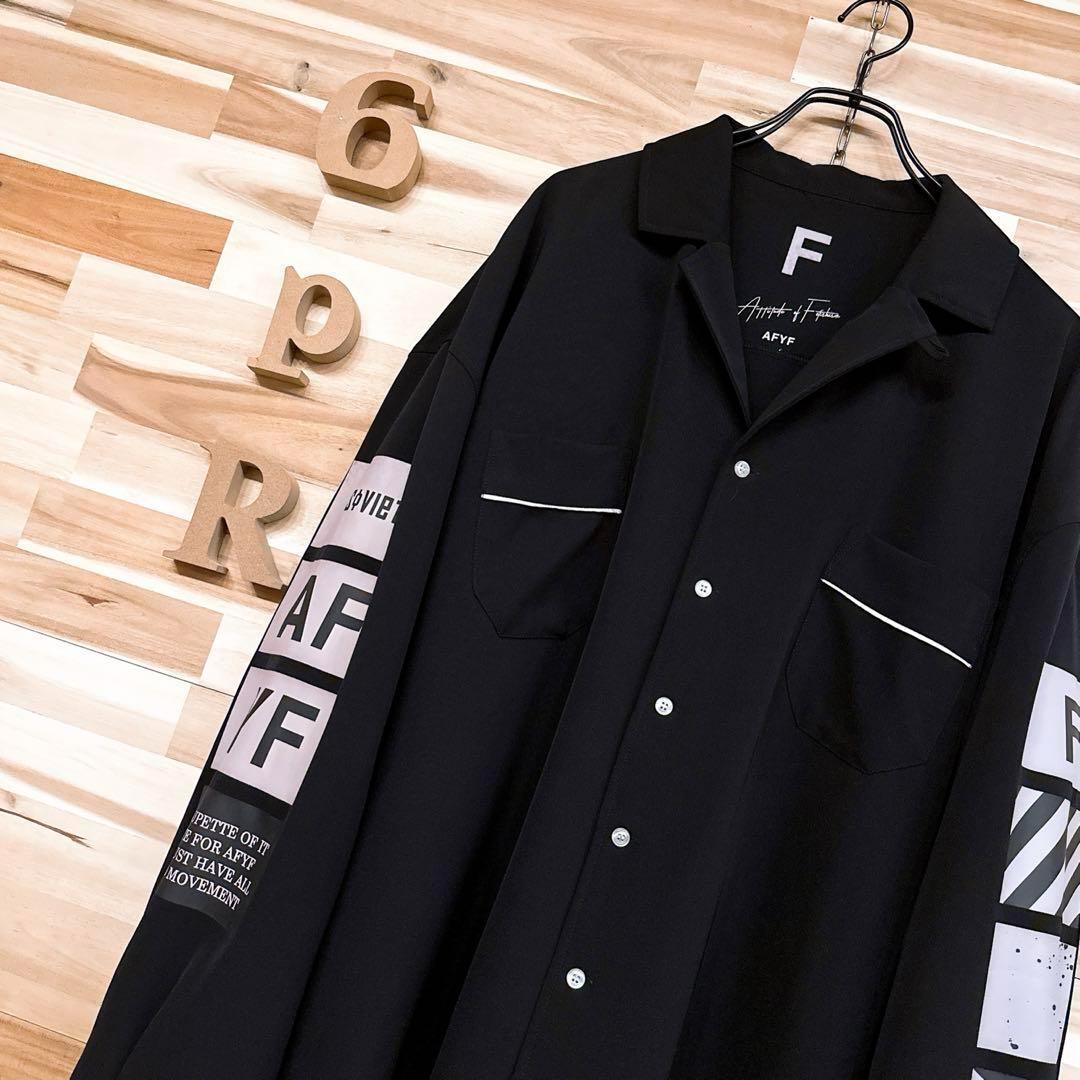 レア【エーエフワイエフ】スクエア ロゴ オーバーサイズ 長袖シャツ ソビエト 黒【HFby6PR】メンズ・洋服・春夏・秋冬【M7K3T4K】_画像1
