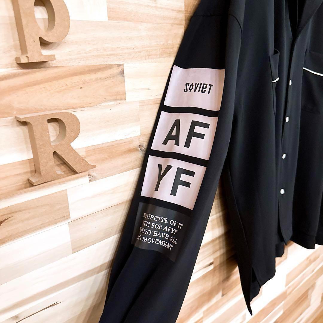 レア【エーエフワイエフ】スクエア ロゴ オーバーサイズ 長袖シャツ ソビエト 黒【HFby6PR】メンズ・洋服・春夏・秋冬【M7K3T4K】_画像4