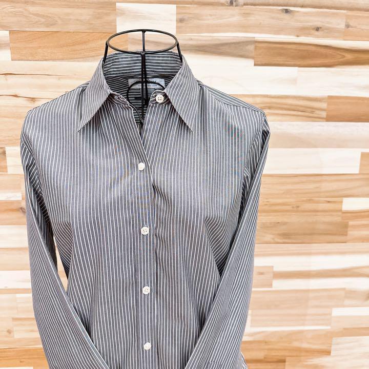 【ブルックスブラザーズ】コットン バイカラー ストライプ 長袖シャツ グレー×白【HFby6PR】レディース・洋服・春夏・秋冬【T4M4K3Y】_画像2