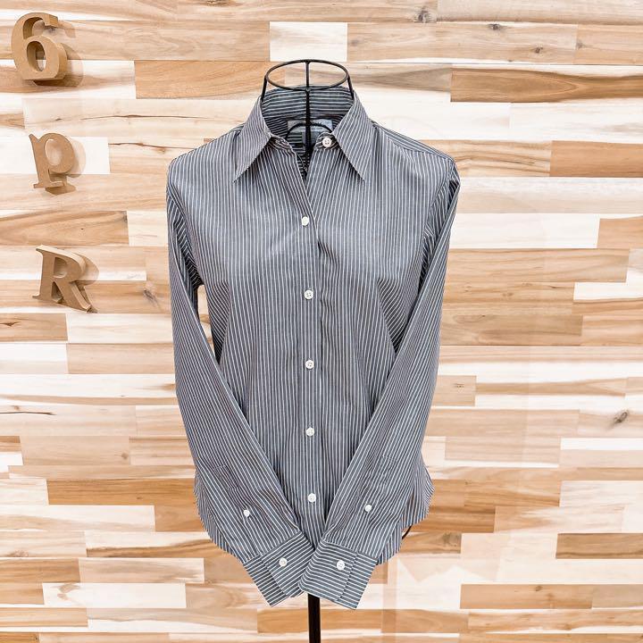 【ブルックスブラザーズ】コットン バイカラー ストライプ 長袖シャツ グレー×白【HFby6PR】レディース・洋服・春夏・秋冬【T4M4K3Y】_画像3