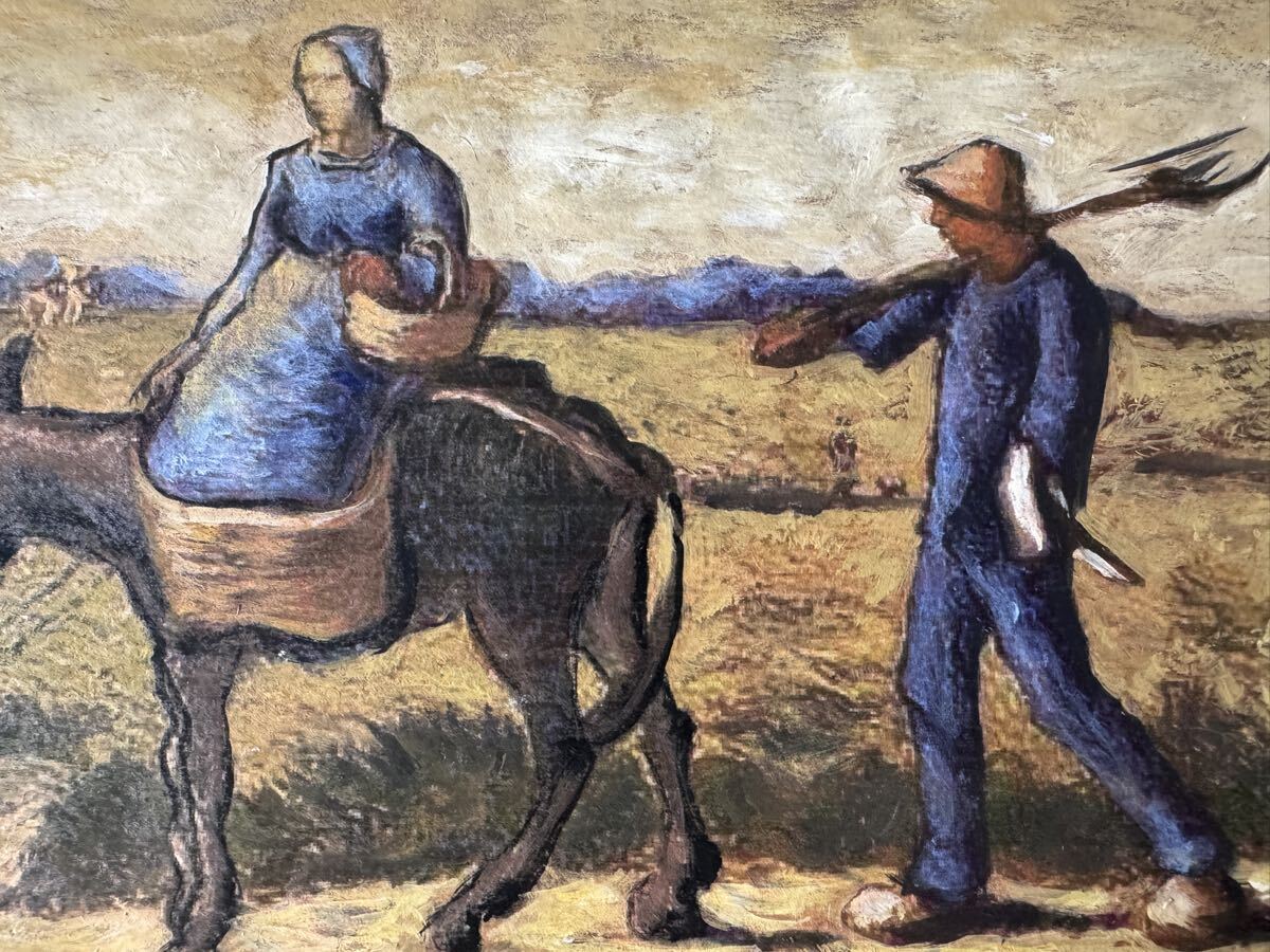 特別出品 フィンセント・ファン・ゴッホ 『 朝、仕事に行く(ミレーに倣って) 』 原画 手書き 紙/ミックス 表サイン ギャラリー印 模写_画像3