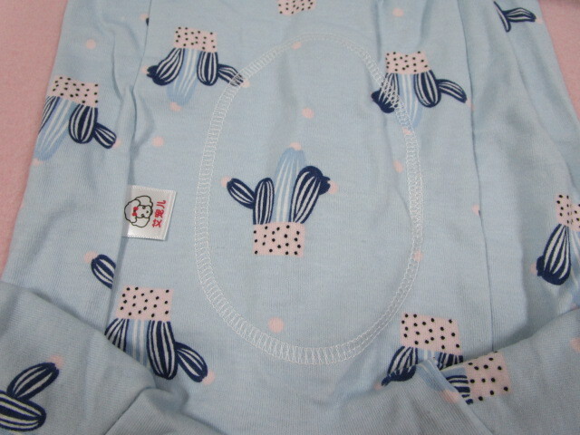 ペットウェア XLサイズ 胴回り51㎝ サボテン柄 背開き 術後服 ロンパース サックスブルー 未使用品_画像7