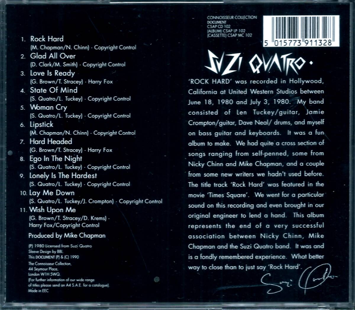 SUZI QUATRO / Rock Hard CSAPCD102 UK盤 CD スージー・クアトロ / ロック・ハード 4枚同梱発送可能_画像2