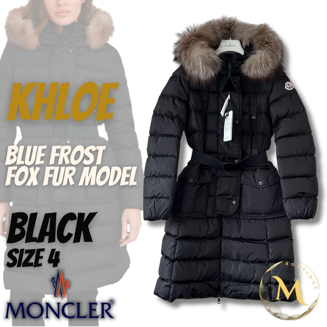 定価50万円!!☆新品未使用タグ付き☆ MONCLER KHLOE ダウンジャケット Foxfur TG4 Black Color XLサイズ_画像1