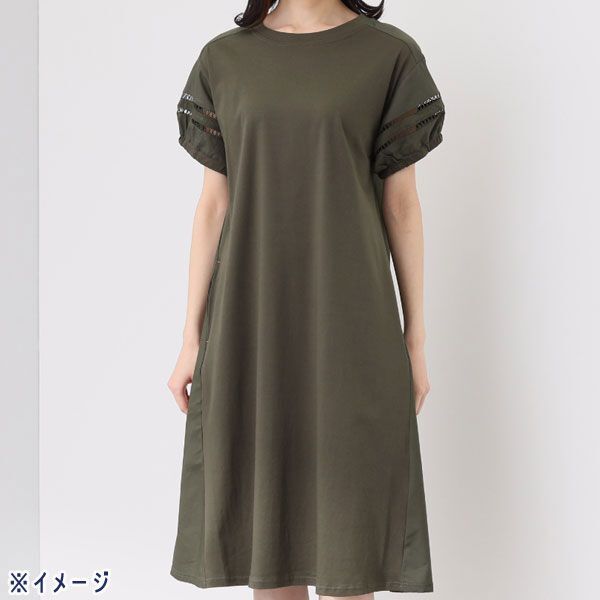 送料300円(稅込)■om426■スタイル?ラヴィー 異素材ミックス ロングフレアーワンピース 9號 11000円相當(dāng)【シンオク】