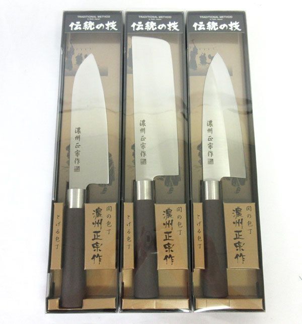 送料300円(稅込)■st492■関の刃物 濃州正宗作 とげる包丁 日本制 5種 5本【シンオク】