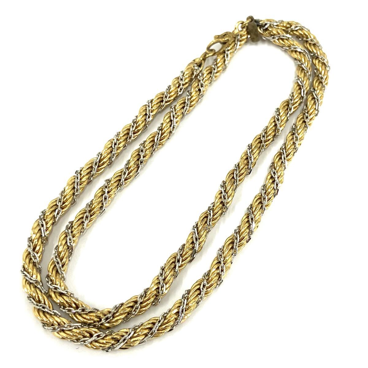 【A】MONET　モネ　ネックレス　※メッキ　ゴールドカラー×シルバーカラー　2色　中古/現状品　スクリューデザイン　ロープチェーン【0】_画像3