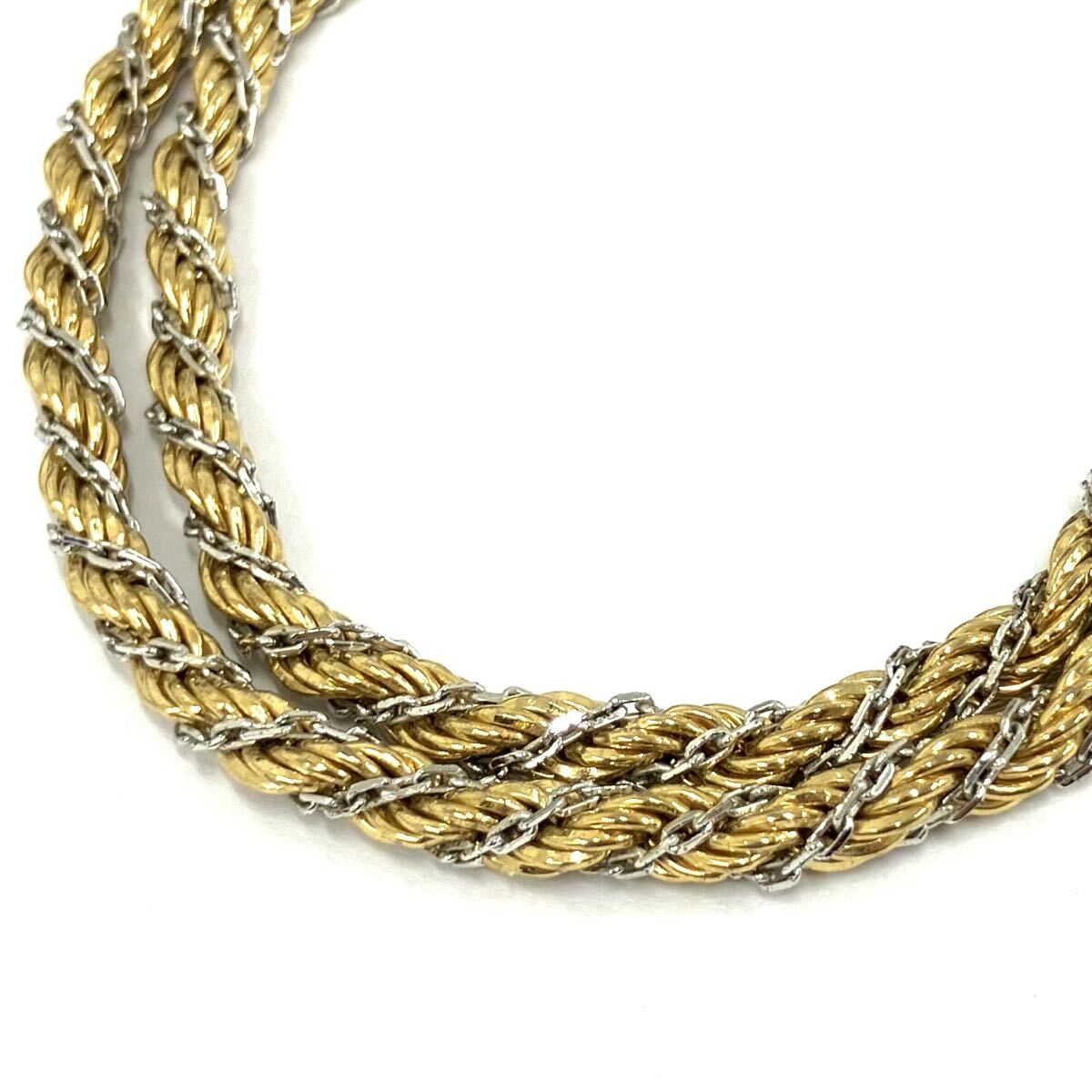 【A】MONET　モネ　ネックレス　※メッキ　ゴールドカラー×シルバーカラー　2色　中古/現状品　スクリューデザイン　ロープチェーン【0】_画像4