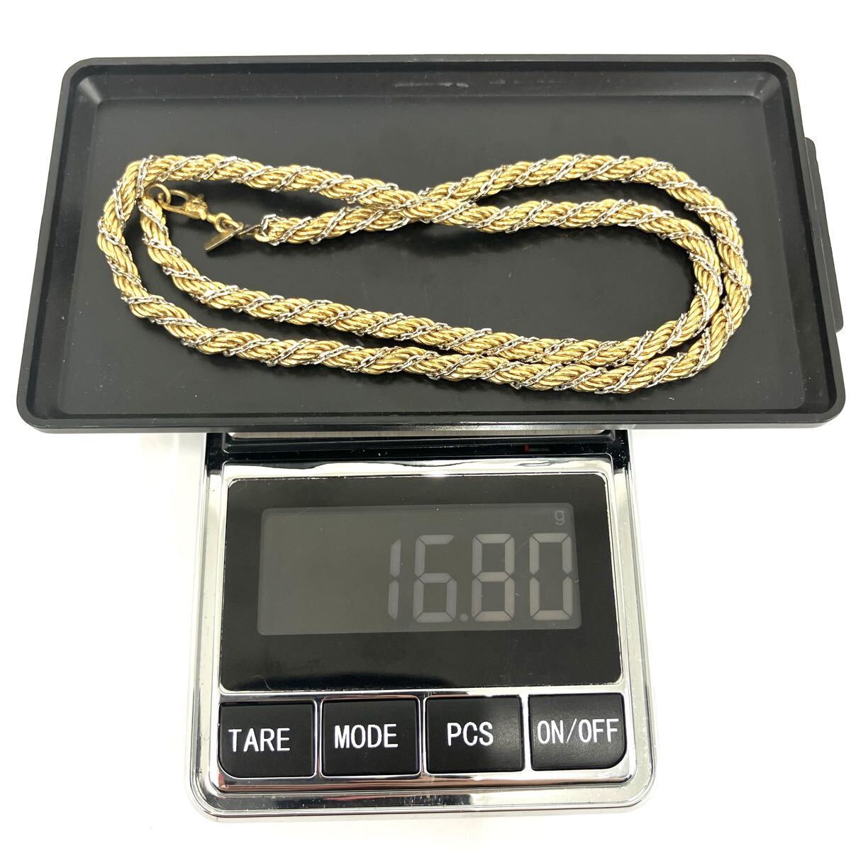 【A】MONET　モネ　ネックレス　※メッキ　ゴールドカラー×シルバーカラー　2色　中古/現状品　スクリューデザイン　ロープチェーン【0】_画像9