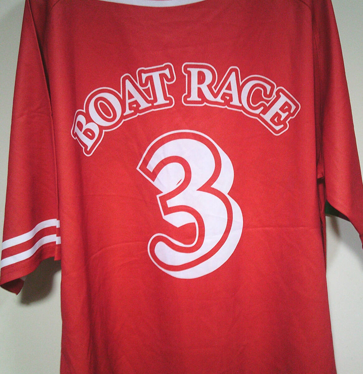 Lサイズ　赤３■新品未使用◇競艇　勝負服　半袖　＃３　3番ベースボールシャツ　ボートレース　グッズ　BOAT　RACE